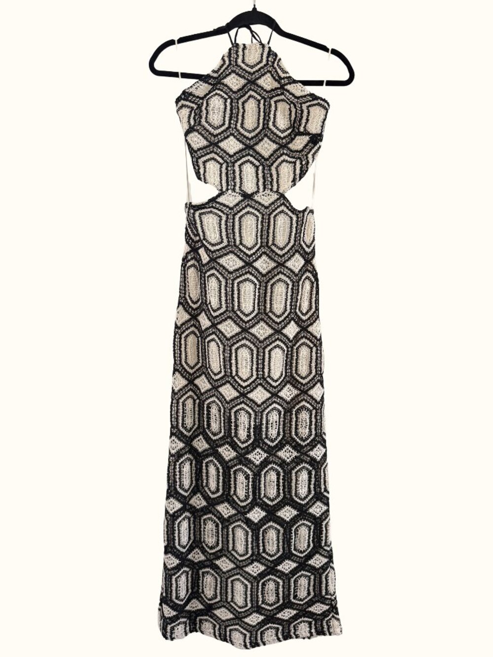 Express Crochet Halter Cutout Open Back Maxi Dress – Size Small